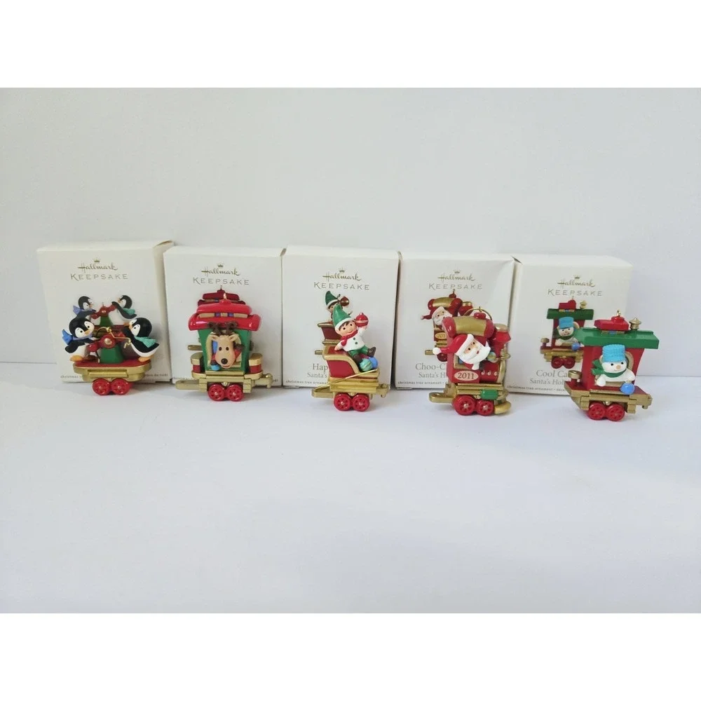 Hallmark Christmas ornament Santa's Holiday Train miniature set of 5